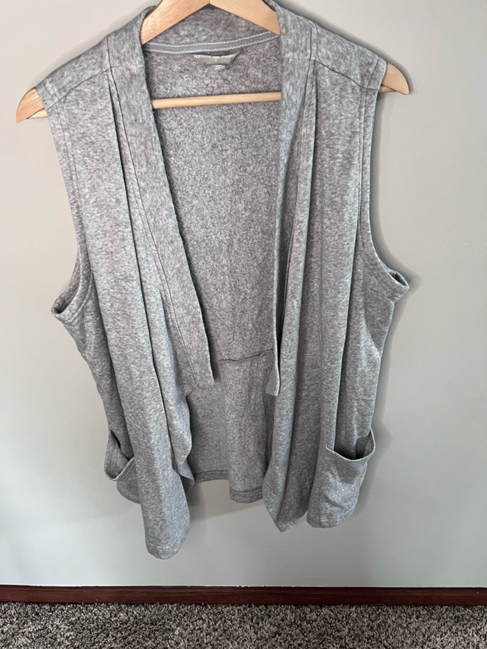 Harmony and Balance Heather Grey Open Front Waterfall Fleece‎ Vest XL CHB3082